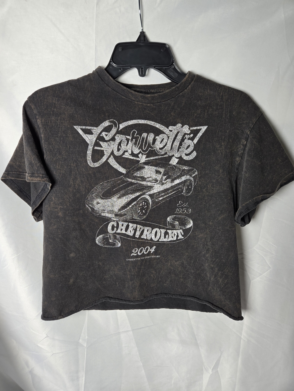 Corvette Graphic Crop Tee - Black Vintage Wash